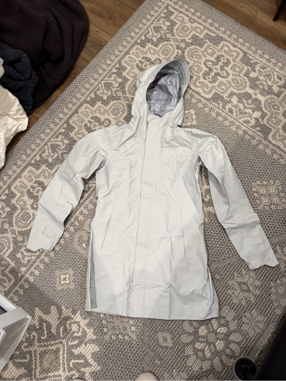 Light Gray Hooded Rain Jacket